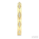 1/10 Ctw 3-D Geometric Shape Round Cut Diamond Fashion Hoop Earring in 10K Yellow Gold
