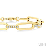 3/4 Ctw Paperclip Link Round Cut Diamond Aeris Gold Fashion Bracelet in 14K Yellow Gold