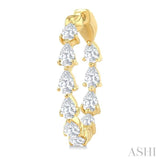 2 Ctw Inside & Out Pear Cut Diamond Fashion Hoop Earrings in 14K Yellow Gold
