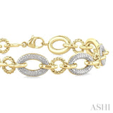 1/10 Ctw Oval Shaped Open Window Link Round Cut Diamond Bracelet in Yellow Gold Vermeil