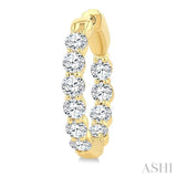 2 Ctw Inside & Out Round Cut Diamond Fashion Hoop Earrings in 14K Yellow Gold