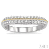 1/3 Ctw Twin Row Round Cut Diamond Wedding Band in 14K White and Yellow Gold