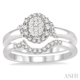 3/8 Ctw Diamond Lovebright Wedding Set with 1/3 Ctw Engagement Ring and 1/10 Ctw Wedding Band in 14K White Gold