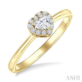 1/4 Ctw Heart and Round Cut Diamond Fashion Halo Ring in 14K Yellow Gold