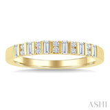 1/4 Ctw Vertically Aligned Baguette and Round Cut Diamond Stackable Fashion Band in 10K Yellow Gold