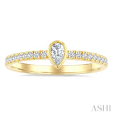 1/3 Ctw Bezel Set Pear and Round Cut Diamond Luna Bezel Fashion Ring in 14K Yellow Gold