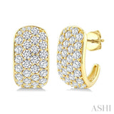 2 3/4 Ctw 4 Row Round Cut Diamond Fashion Half Hoop Earrings in 14K Yellow Gold