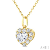 1/4 Ctw Heart and Round Cut Diamond Fashion Halo Pendant With Chain in 14K Yellow Gold