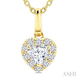 1/4 Ctw Heart and Round Cut Diamond Fashion Halo Pendant With Chain in 14K Yellow Gold