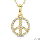 1/8 Ctw Round Cut Diamond Peace Petite Pendant With Chain in 10K Yellow Gold