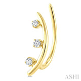 1/10 Ctw Round Cut Diamond Fashion Ear Climbers in 10K Yellow Gold