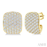 4 3/4 Ctw 7 Row Round Cut Diamond Fashion Half Hoop Earrings in 14K Yellow Gold