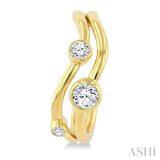 1/4 Ctw Bezel Set Round Cut Diamond Fashion Half Hoop Earrings in 14K Yellow Gold