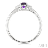 1/20 Ctw Oval Cut 6X4 MM Amethyst and Round Cut Diamond semi-precious Ring in 10K White Gold