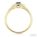 1/20 Ctw Oval Cut 6X4 MM Sapphire and Round Cut Diamond Precious Ring in 10K Yellow Gold