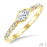 1/2 Ctw Luna Bezel East-West Marquise Cut and Round Cut Diamond Ring in 14K Yellow Gold