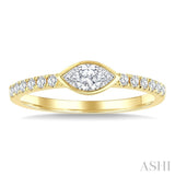 1/2 Ctw Luna Bezel East-West Marquise Cut and Round Cut Diamond Ring in 14K Yellow Gold