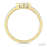 1/2 Ctw Luna Bezel East-West Marquise Cut and Round Cut Diamond Ring in 14K Yellow Gold