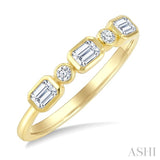 1/2 Ctw Bezel set Octagon and Round Cut Diamond Band in 14K Yellow Gold