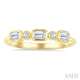 1/2 Ctw Bezel set Octagon and Round Cut Diamond Band in 14K Yellow Gold