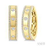 1/2 Ctw Flush Set Round Cut Diamond Fashion Huggie Earrings in 14K Yellow Gold