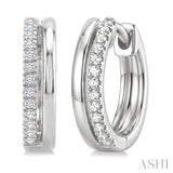 1/10 Ctw Petite Round Cut Diamond Fashion Huggie Earrings in 10K White Gold
