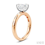 1/4 Ctw Emerald Shape Baguette and Round Cut Diamond Semi-Mount Engagement Ring in 14K Rose and White Gold