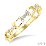 1/20 Ctw Oval Shaped Open Window Links Round Cut Diamond Stackable Fashion Band in 10K Yellow Gold