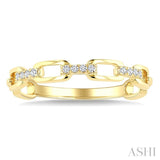 1/20 Ctw Oval Shaped Open Window Links Round Cut Diamond Stackable Fashion Band in 10K Yellow Gold