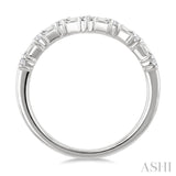 1/4 Ctw Baguette and Round Cut Diamond Chevron Fashion Ring in 14K White Gold