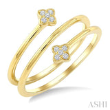 1/20 Ctw Split Double Clover Coil Round Cut Diamond Open Fashion Ring in 10K Yellow Gold