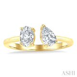 1 Ctw Toi Et Moi Oval and Pear Cut Diamond Open Fashion Ring in 14K Yellow Gold