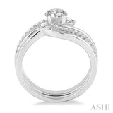 3/8 Ctw Diamond Wedding Set with Engagement Ring and Enhancer in 14K White Gold