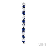 4X2 MM Marquise Cut Sapphire and 3/8 Ctw Round Cut Diamond Precious Inside-Out Hoop Earrings in 14K White Gold