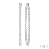2 Ctw Inside-Out Round Cut Diamond 1/2-Inch Oval Hoop Earrings in 14K White Gold