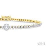 1 1/6 Ctw Oval and Round Cut Diamond Tennis Bracelet in 14K Yellow Gold