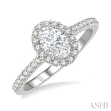 3/8 Ctw Diamond Ladies Engagement Ring with 1/4 Ct Oval Cut Center Stone in 14K White Gold