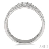3/8 Ctw Rope and Round Diamond Multi Row Layered Fashion Ring in 14K White Gold