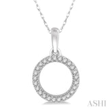 1/10 Ctw Hollow Cut Circle Round Cut Diamond Petite Pendant With Chain in 10K White Gold