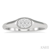 1/8 Ctw Oval Shape Lovebright Diamond Ring in 14K White Gold