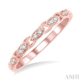 1/10 Ctw Marquise Shape Lattice Round Cut Diamond Wedding Band in 14K Rose Gold