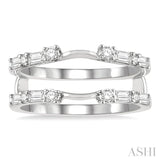 5/8 Ctw Baguette and Round Cut Diamond Insert Ring in 14K White Gold