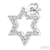 1/6 Ctw Petite Star of David Round Cut Diamond Fashion Stud Earring in 10K White Gold
