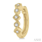 1/10 Ctw Circular & Rhombus Mount Round Cut Diamond Huggie Petite Earrings in 10K Yellow Gold