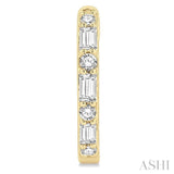 1/4 Ctw Petite Baguette and Round Cut Diamond Fashion Huggies in 10K Yellow Gold