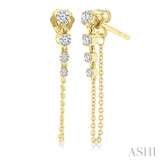 1/3 Ctw Journey Round Cut Diamond Fashion Long Chain Earring in 14K Yellow Gold