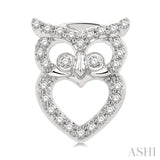 1/6 Ctw Petite Owl Round Cut Diamond Fashion Stud Earring in 10K White Gold