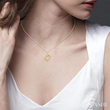 1/10 Ctw Petite Twin Heart Round Cut Diamond Fashion Pendant With Chain in 10K Yellow Gold