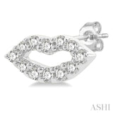 1/10 Ctw Petite Lips Round Cut Diamond Fashion Stud Earring in 10K White Gold