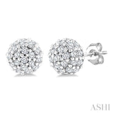 1/5 Ctw Petite Disco Ball Round Cut Diamond Fashion Stud Earring in 10K White Gold